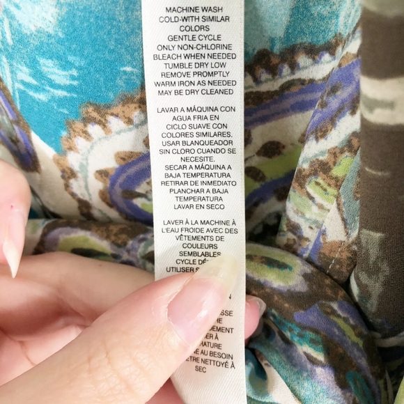 CHICOS Paisley Tie Front Top Sz. 1 (M) Purple Green Brown - Picture 12 of 13